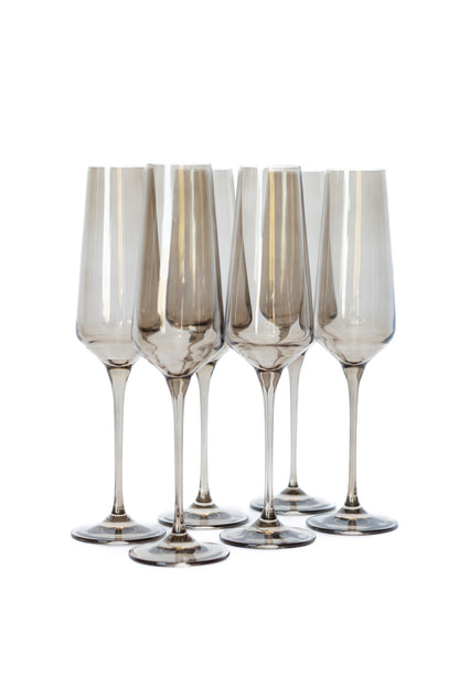 Estelle Colored Champagne Flute - Set of 6 {Gray Smoke}