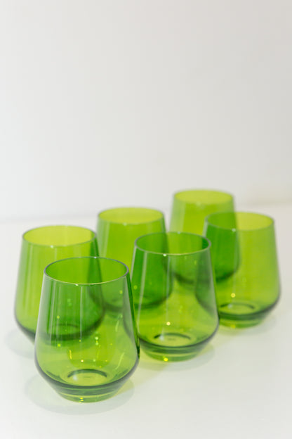 Estelle Colored Wine Stemless - Set of 2 {Forest Green}