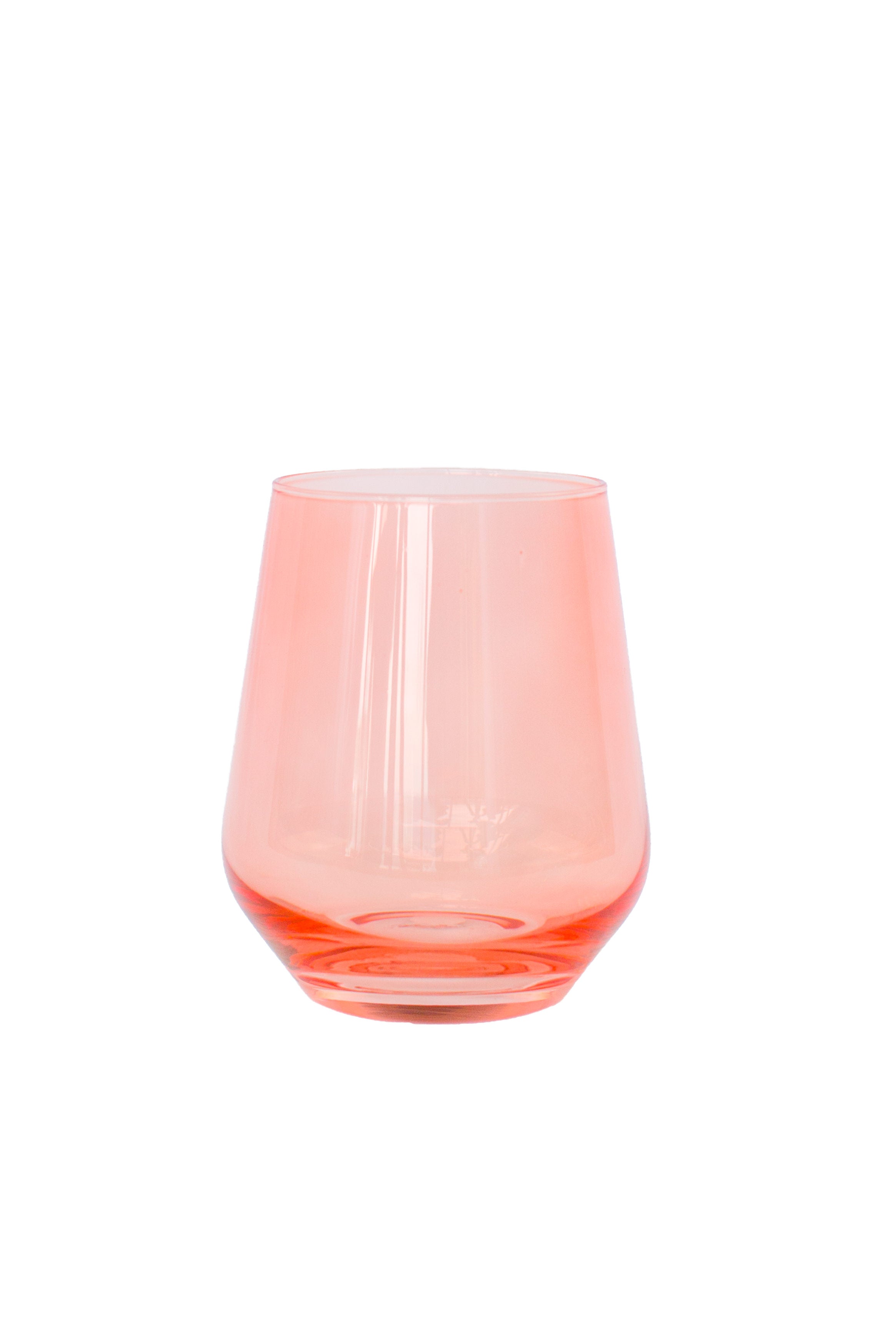 Estelle Colored Wine Stemless - Set of 2- Peach Fuzz {Our Coral Peach Pink}