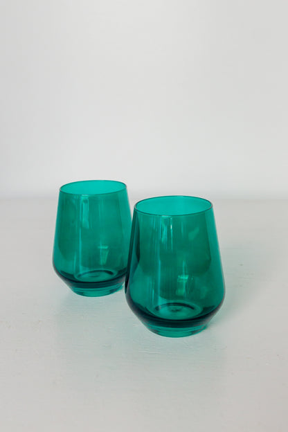 Estelle Colored Wine Stemless - Set of 6 {Emerald Green}