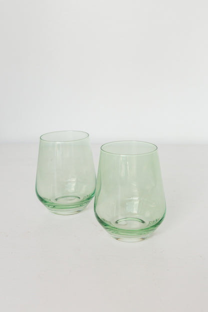 Estelle Colored Wine Stemless - Set of 2 {Mint Green}