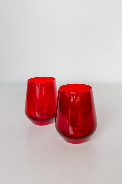 Estelle Colored Wine Stemless - Set of 2 {Red}