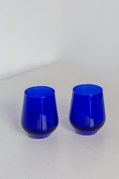 Estelle Colored Wine Stemless - Set of 2 {Royal Blue}