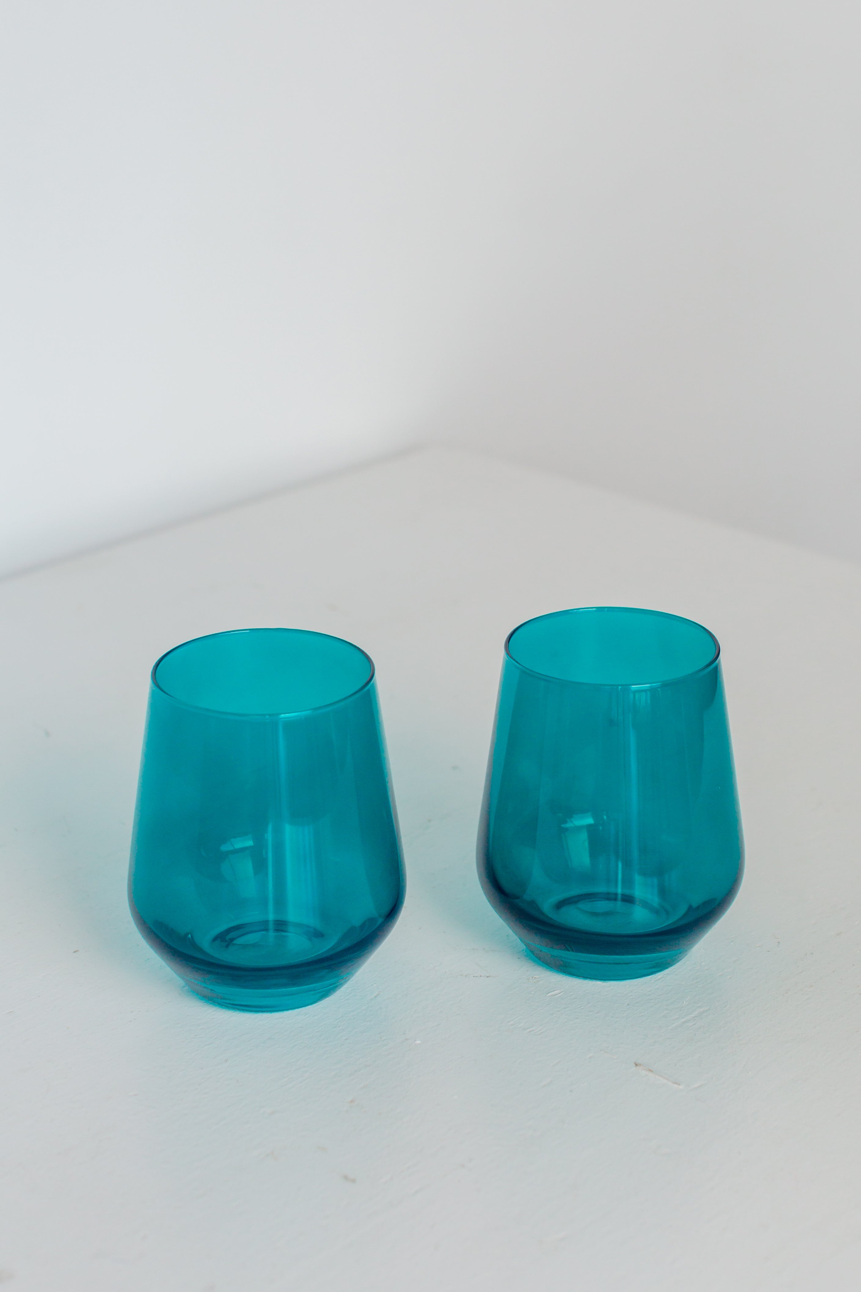 Estelle Colored Wine Stemless - Set of 2 {Teal}