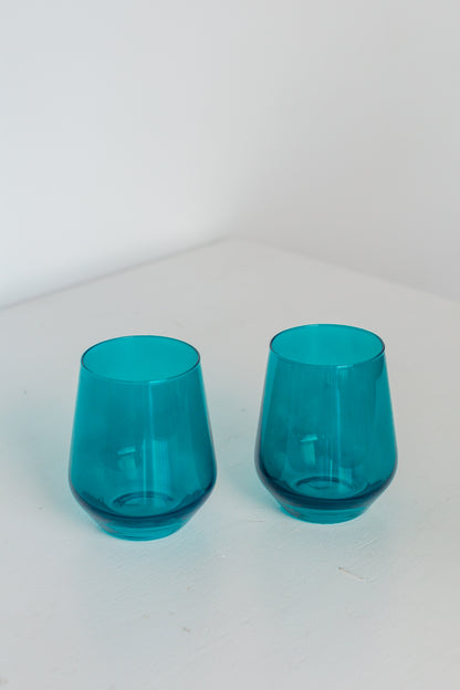 Estelle Colored Wine Stemless - Set of 6 {Teal}