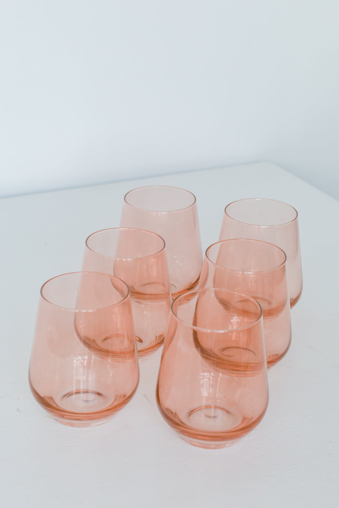 Estelle Colored Wine Stemless - Set of 6-  Peach Fuzz {Our Coral Peach Pink}