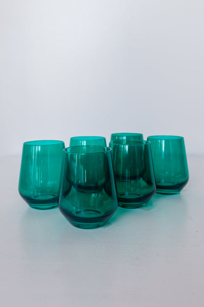 Estelle Colored Wine Stemless - Set of 6 {Emerald Green}