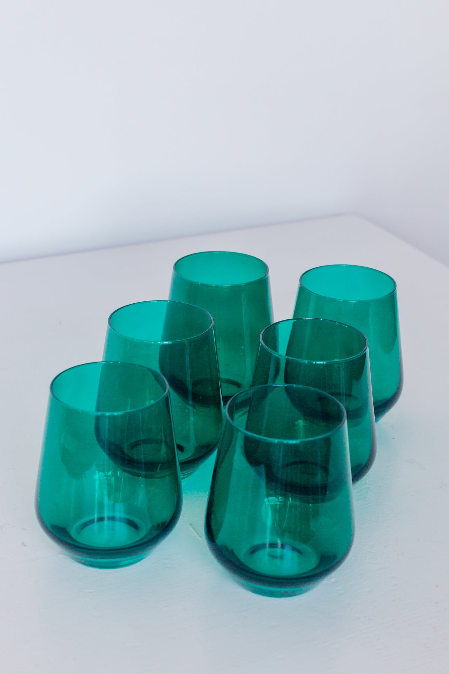 Estelle Colored Wine Stemless - Set of 6 {Emerald Green}