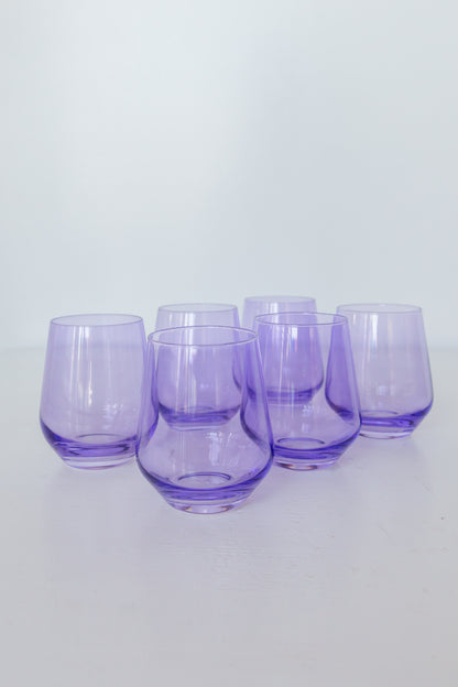 Estelle Colored Wine Stemless - Set of 6 {Lavender}