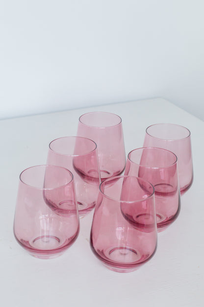 Estelle Colored Wine Stemless - Set of 6 {Rose}