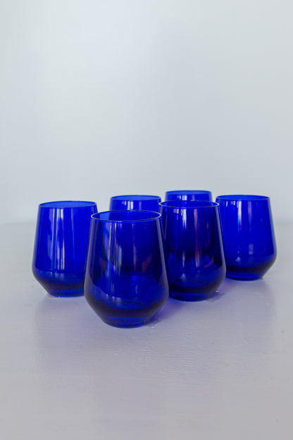 Estelle Colored Wine Stemless - Set of 6 {Royal Blue}