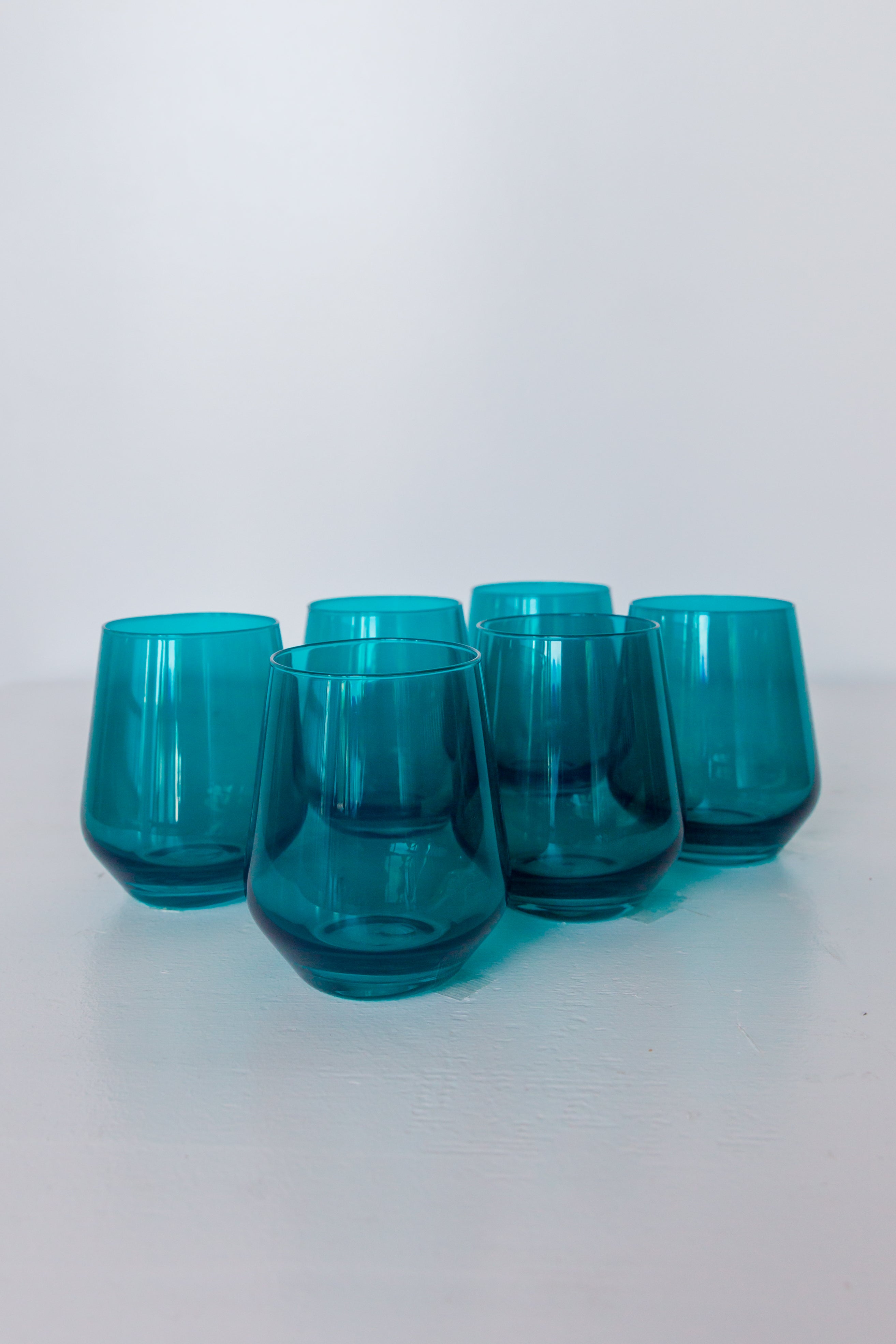 Estelle Colored Wine Stemless - Set of 6 {Teal}