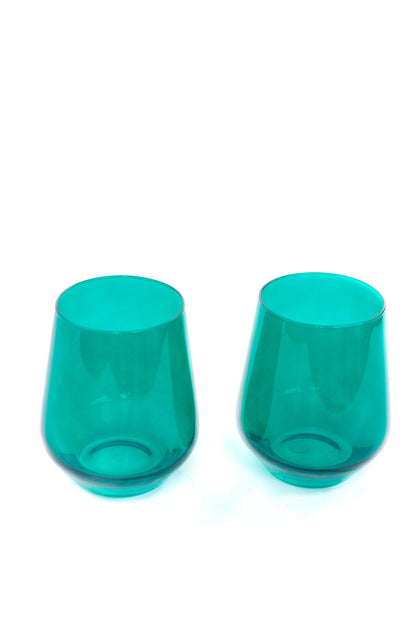 Estelle Colored Wine Stemless - Set of 2 {Emerald Green}