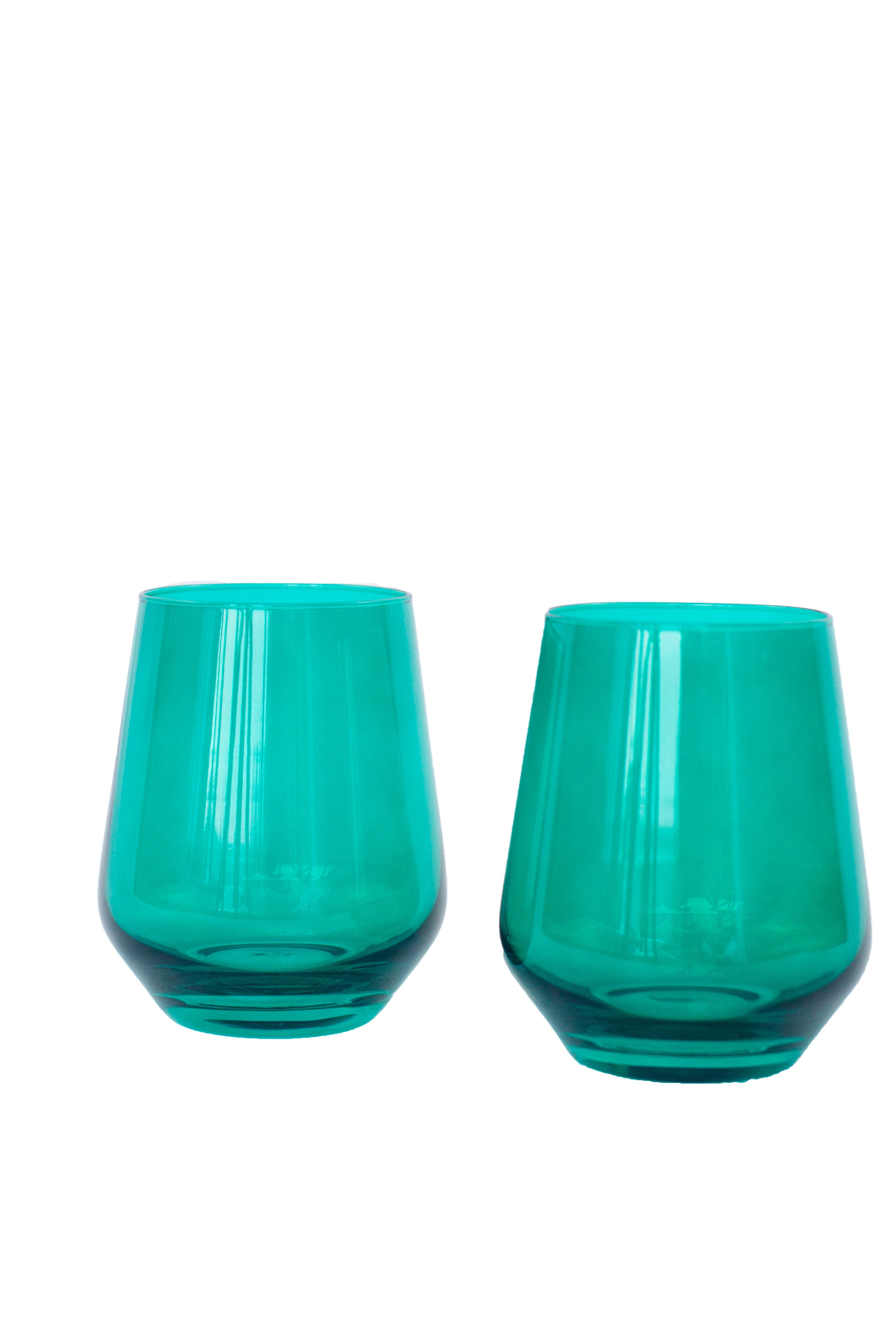 Estelle Colored Wine Stemless - Set of 2 {Emerald Green}