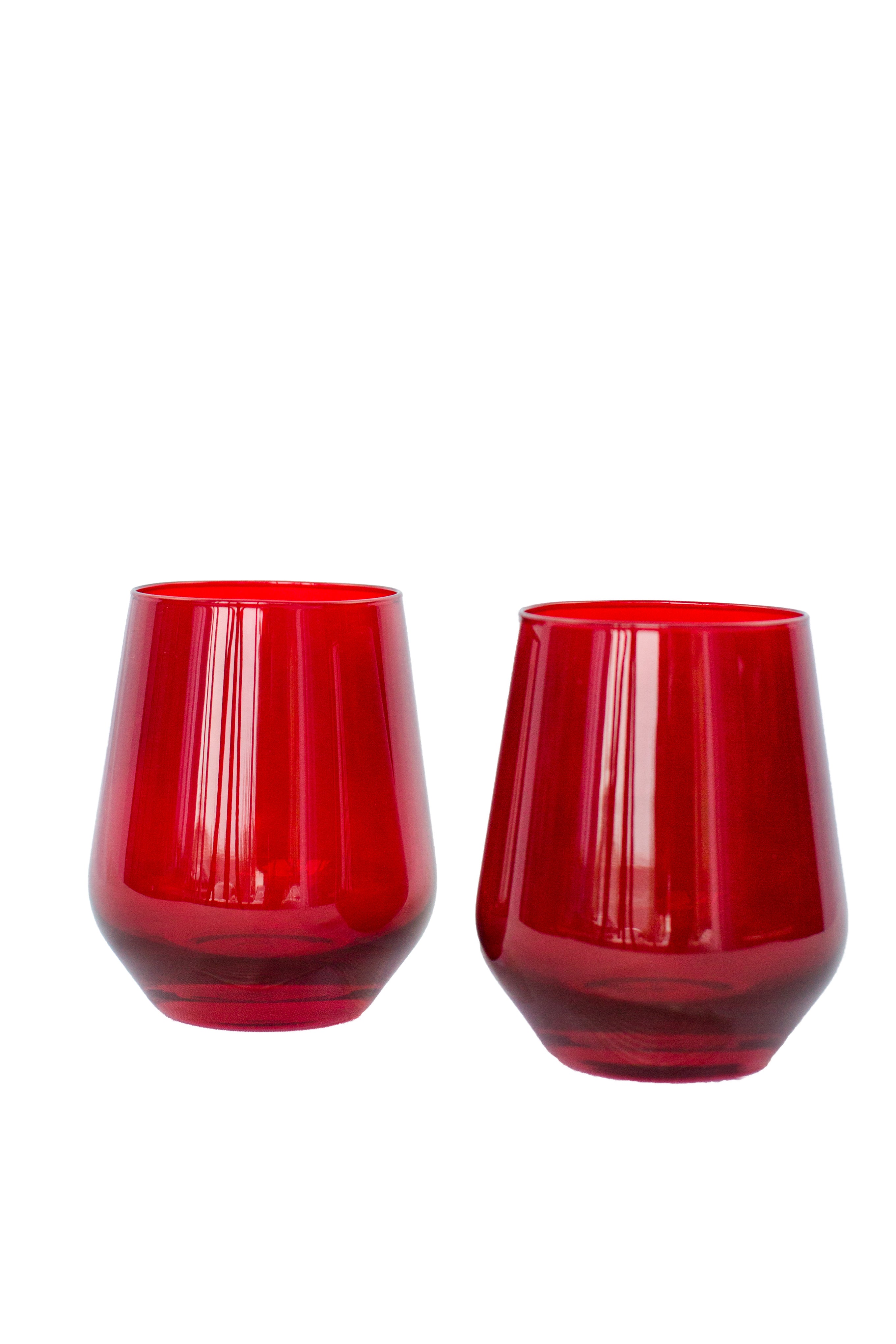 Estelle Colored Wine Stemless - Set of 2 {Red}