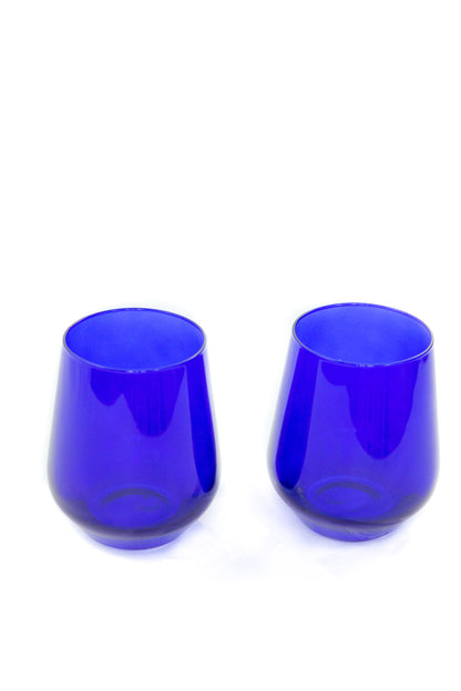 Estelle Colored Wine Stemless - Set of 2 {Royal Blue}