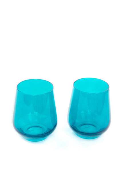 Estelle Colored Wine Stemless - Set of 2 {Teal}