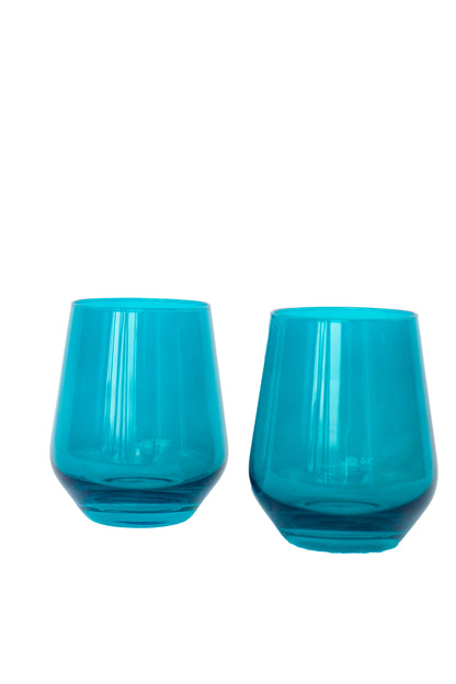 Estelle Colored Wine Stemless - Set of 2 {Teal}