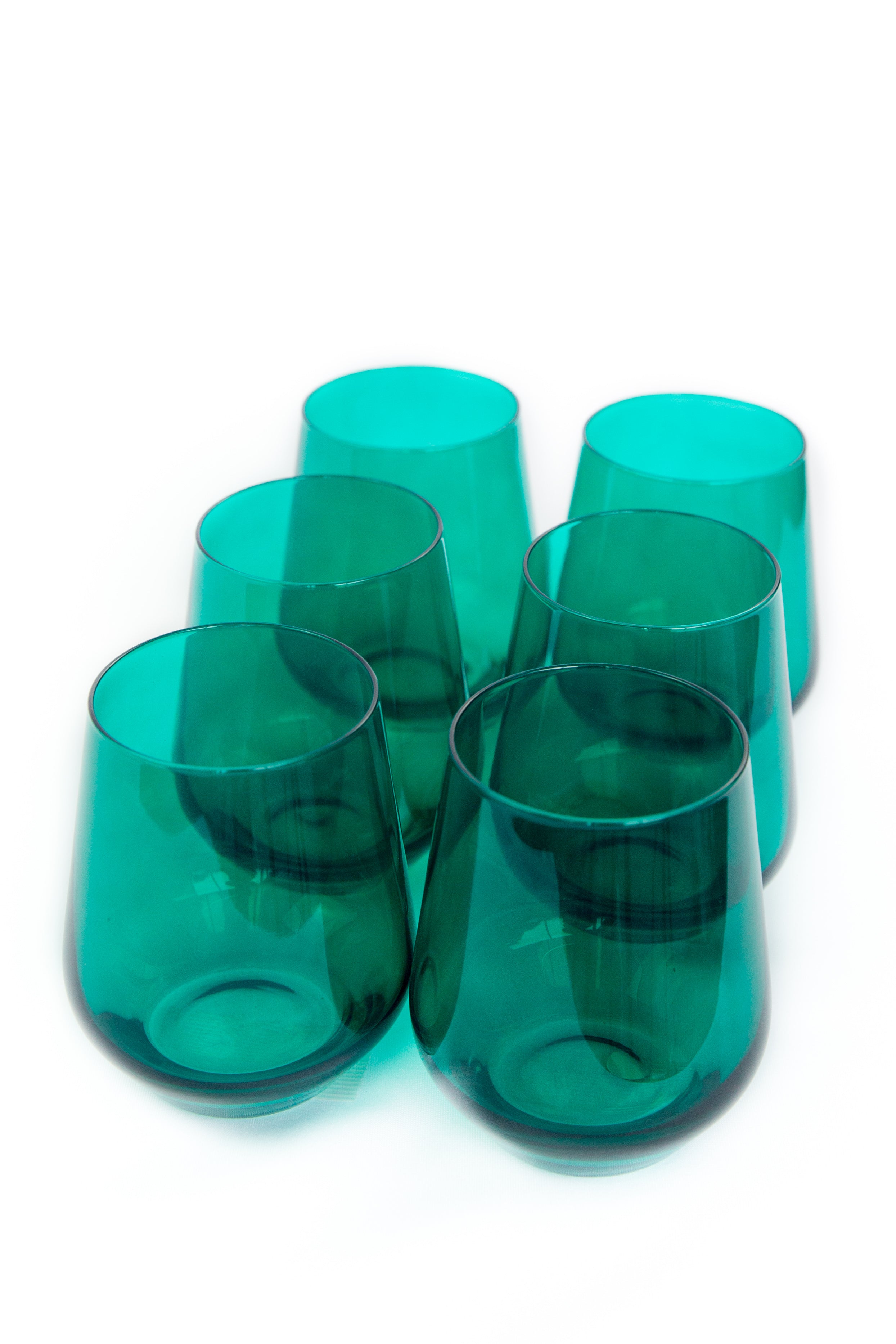 Estelle Colored Wine Stemless - Set of 6 {Emerald Green}