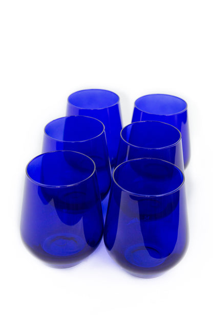 Estelle Colored Wine Stemless - Set of 6 {Royal Blue}