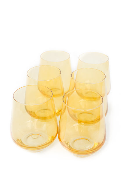 Estelle Colored Wine Stemless - Set of 6 {Yellow}