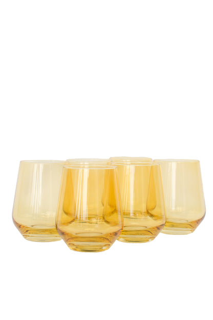 Estelle Colored Wine Stemless - Set of 6 {Yellow}