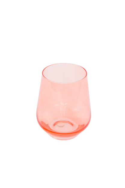 Estelle Colored Wine Stemless - Set of 2- Peach Fuzz {Our Coral Peach Pink}