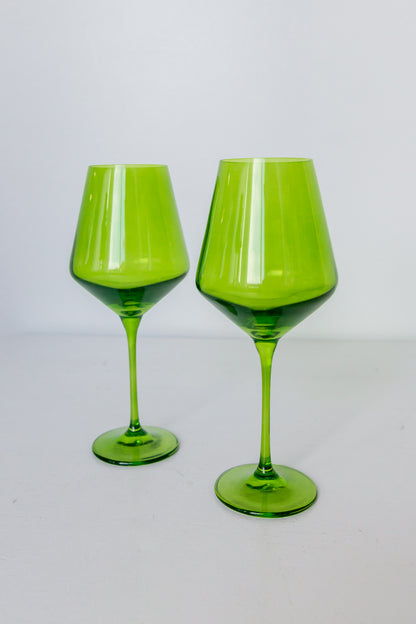 Estelle Colored Wine Stemware - Set of 2 {Forest Green}