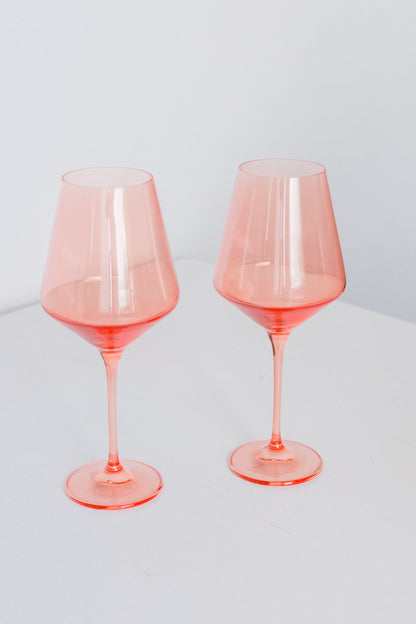 Estelle Colored Wine Stemware - Set of 6- Peach Fuzz {Our Coral Peach Pink}