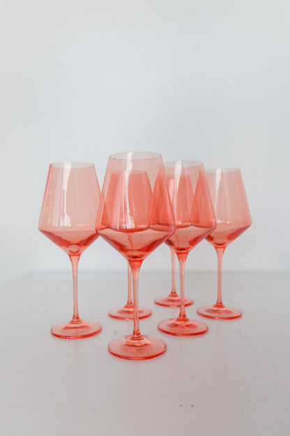 Estelle Colored Wine Stemware - Set of 6- Peach Fuzz {Our Coral Peach Pink}