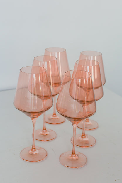 Estelle Colored Wine Stemware - Set of 6 {Blush Pink}