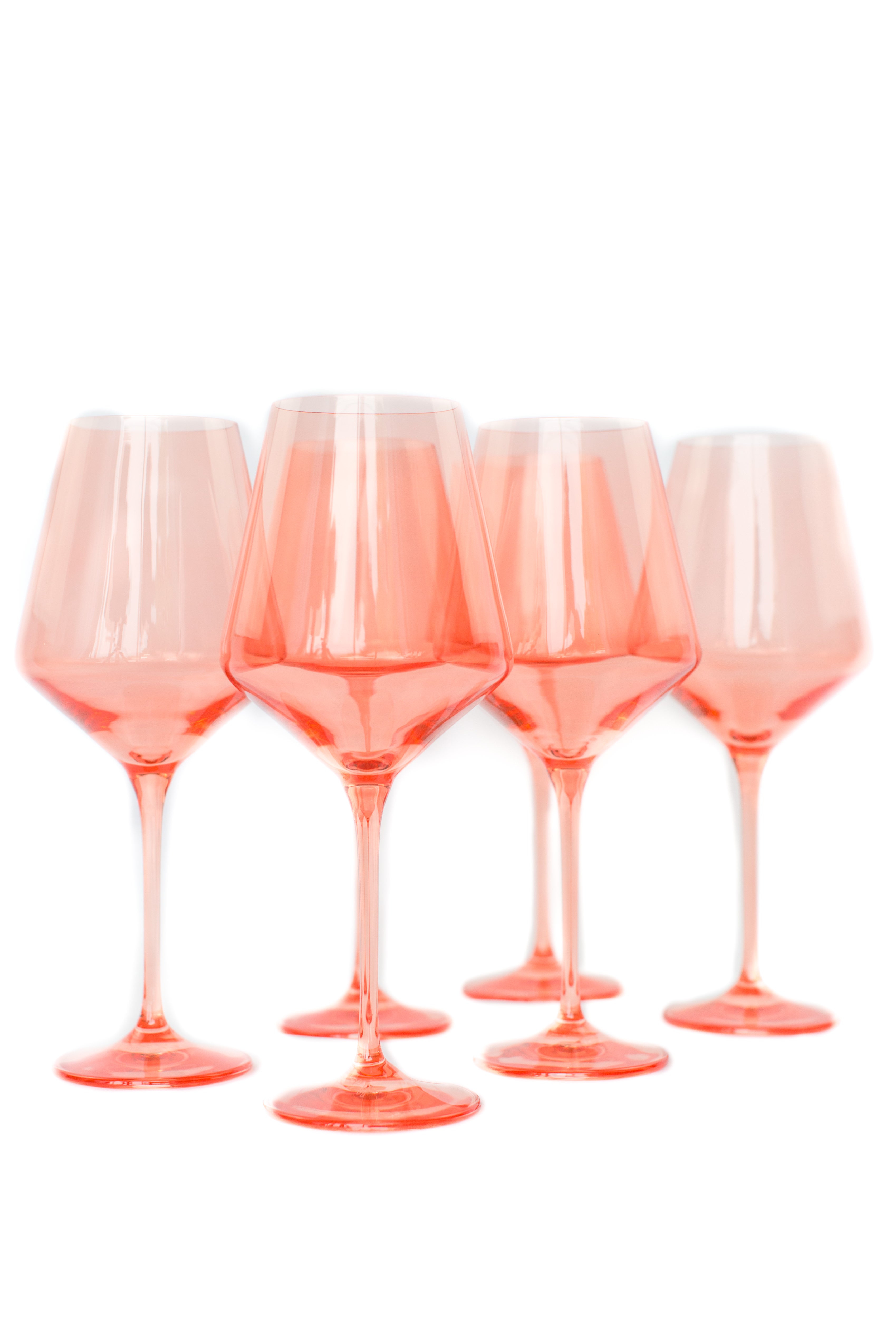 Estelle Colored Wine Stemware - Set of 6- Peach Fuzz {Our Coral Peach Pink}