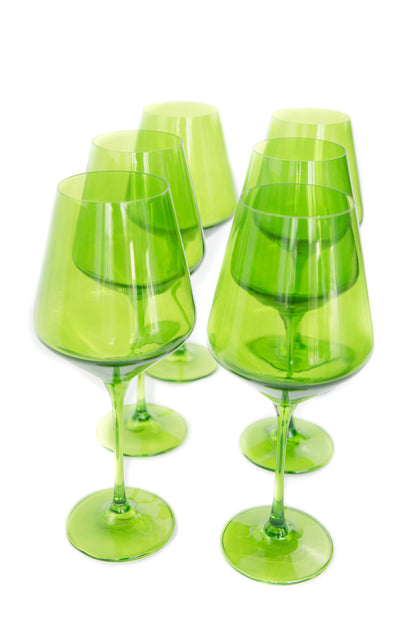 Estelle Colored Wine Stemware - Set of 6 {Forest Green}