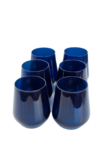 Estelle Colored Wine Stemless - Set of 6 {Midnight Blue}